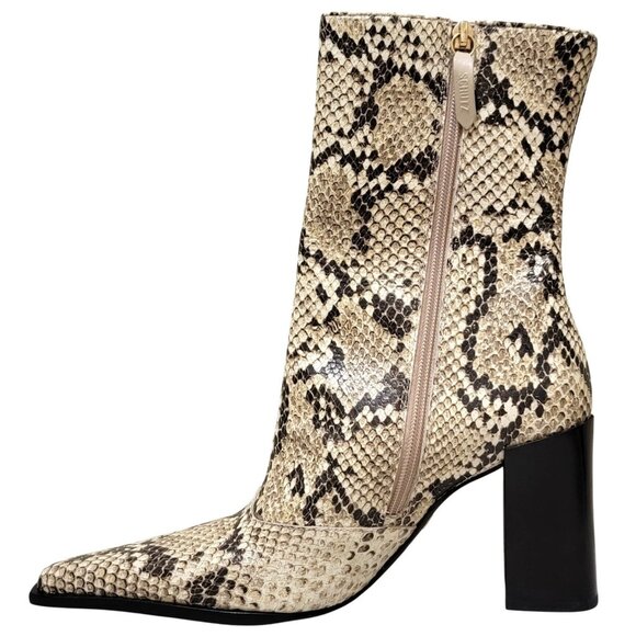 Raffaela Mid Bootie – SCHUTZ Schutz Raffaela Snake Print Pointed Toe Mid Calf Booties